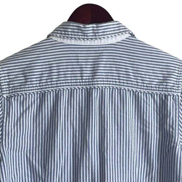 Orvis Women Top 6 Blue‎ White Stripe Cotton Long Sleeve Button Up Preppy Coastal - Picture 4 of 10